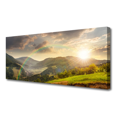 Tablou pe panza canvas Soare Munții Rainbow Peisaj Multi