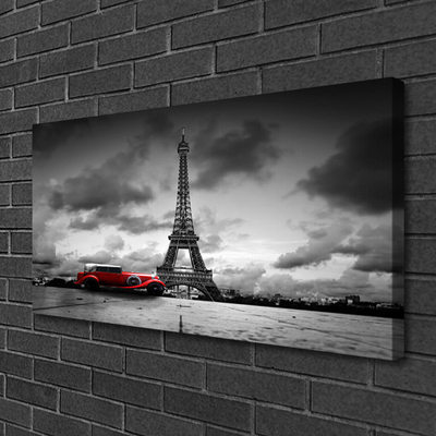 Tablou pe panza canvas Turnul Eiffel Car Arhitectura Gri Roșu
