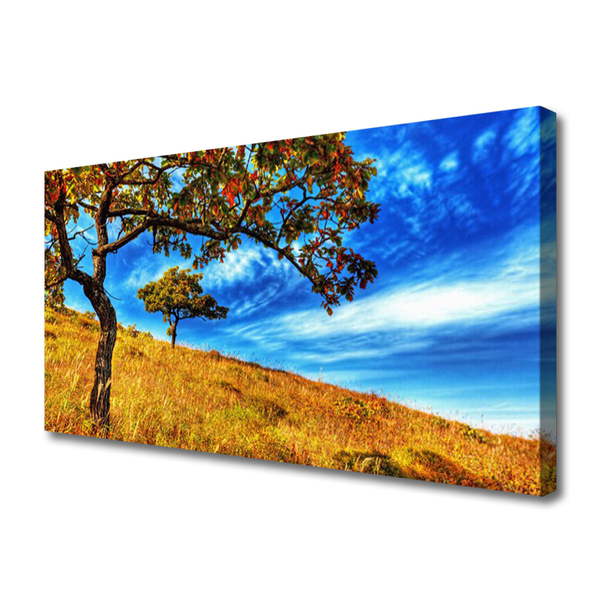 Tablou pe panza canvas Meadow Copaci Natura Galben Maro