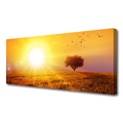 Tablou pe panza canvas Sun Meadow Peisaj Galben Maro