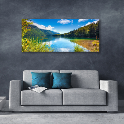 Tablou pe panza canvas Mountain Lake Forest Natura Verde Albastru