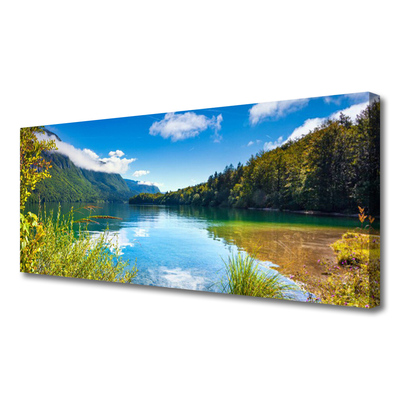 Tablou pe panza canvas Mountain Lake Forest Natura Verde Albastru