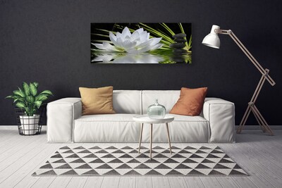 Tablou pe panza canvas Pietrele de flori Apă Floral Alb Negru