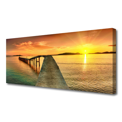 Tablou pe panza canvas Sea Sun Podul Peisaj Galben Gri