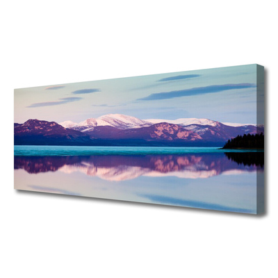 Tablou pe panza canvas Mountain Lake Peisaj Alb Negru Maro Albastru