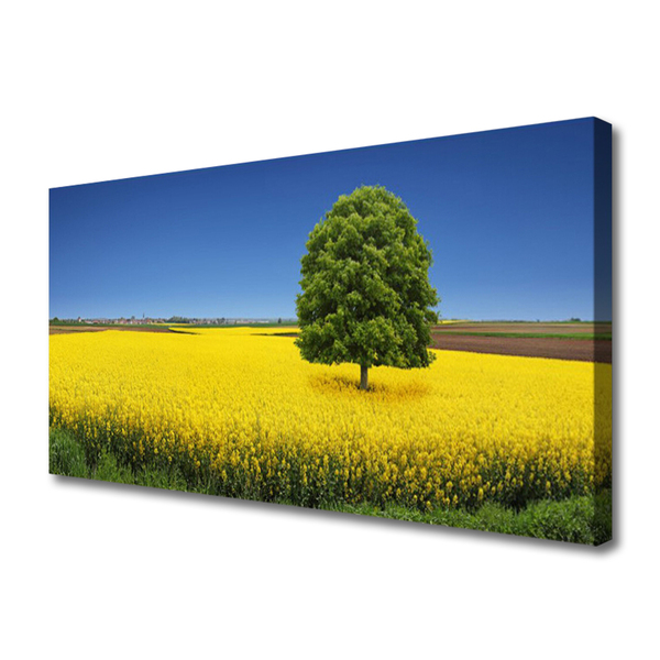 Tablou pe panza canvas Meadow copac Natura Galben Maro Verde