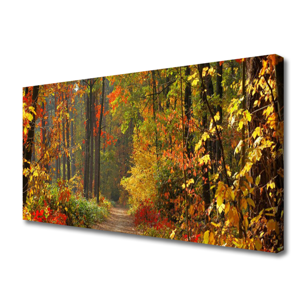 Tablou pe panza canvas Pădurea Verde Natura Brun Galben Portocaliu