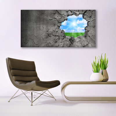 Tablou pe panza canvas Hole Grass Sky Art Gri Albastru Verde