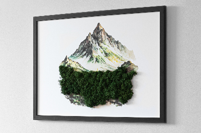 Tablou cu muschi si licheni Vârful muntelui peste pădure