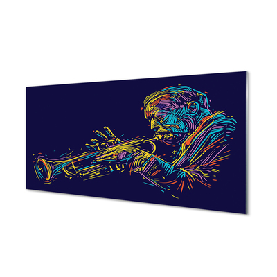 Tablouri pe sticlă om trompetă