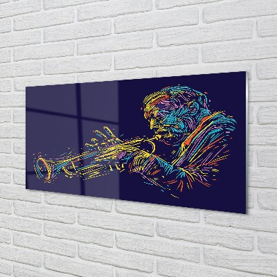 Tablouri pe sticlă om trompetă