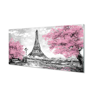 Tablouri pe sticlă copac primăvară Paris