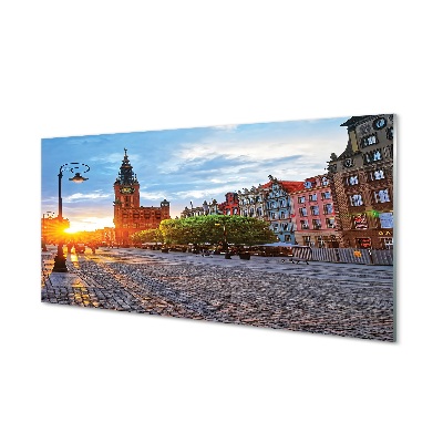Tablouri pe sticlă Gdańsk vechi oraș răsărit de soare