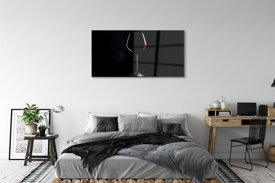 Tablouri pe sticlă fundal negru cu un pahar de vin