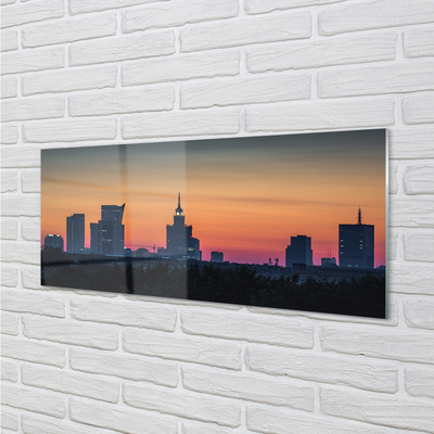 Tablouri pe sticlă Sunset Panorama de la Varșovia