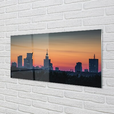 Tablouri pe sticlă Sunset Panorama de la Varșovia