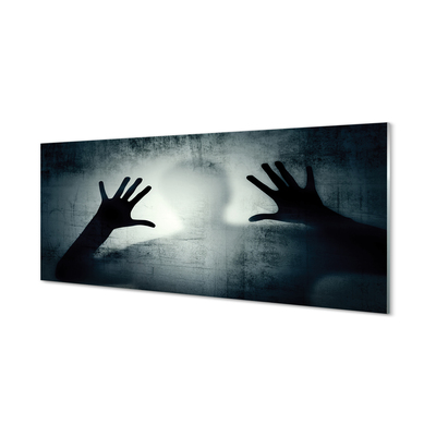 Tablouri pe sticlă Shadow mâinile și în formă de cap