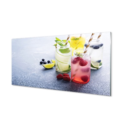 Tablouri pe sticlă Cocktail de lamaie zmeura lime
