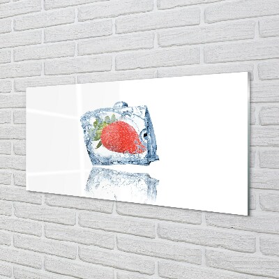 Tablouri pe sticlă cub de gheață căpșuni