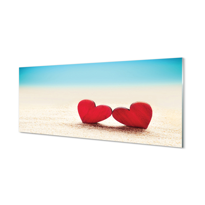 Tablouri pe sticlă Inima de nisip de mare roșu