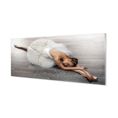 Tablouri pe sticlă Femeie rochie albă balerină