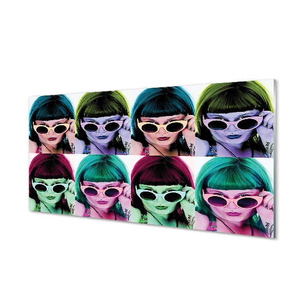 Tablouri pe sticlă ochelari de păr colorate pentru femeie