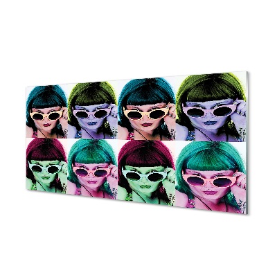 Tablouri pe sticlă ochelari de păr colorate pentru femeie