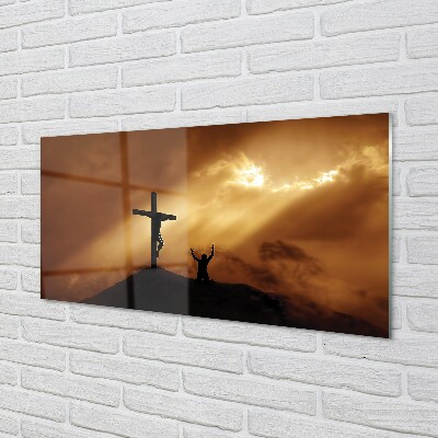 Tablouri pe sticlă Isus Cruce de lumină