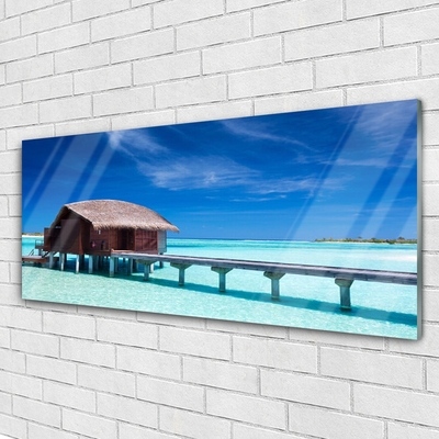 Tablou pe sticla South Sea Beach House Arhitectura Albastru Maro