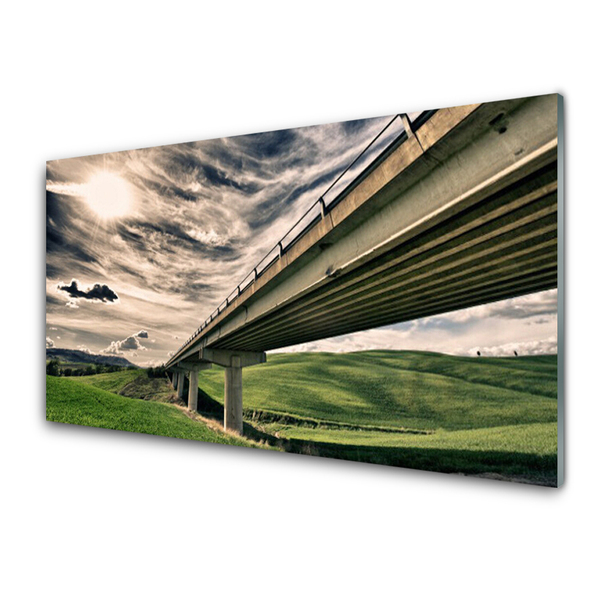 Tablou pe sticla Autostradă Podul Valley Arhitectura Verde Sepia Albastru