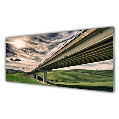 Tablou pe sticla Autostradă Podul Valley Arhitectura Verde Sepia Albastru