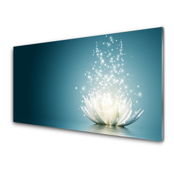 Tablou pe sticla Floare de lotus floare Floral Albastru Negru Alb