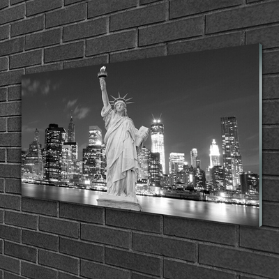 Tablou pe sticla Statuia Libertății din New York Case Gray