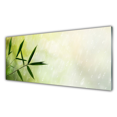 Tablou pe sticla Frunze de ploaie Floral Verde