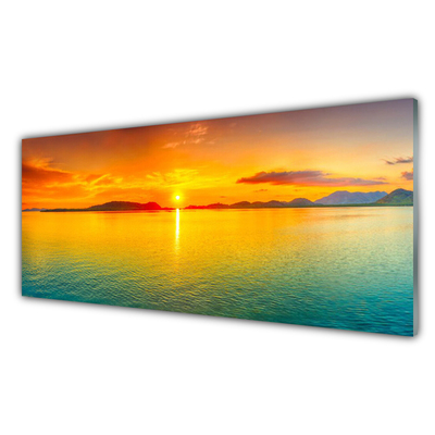 Tablou pe sticla Sea Sun Peisaj Galben Albastru