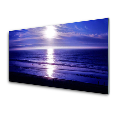 Tablou pe sticla Sea Sun Peisaj Alb Violet