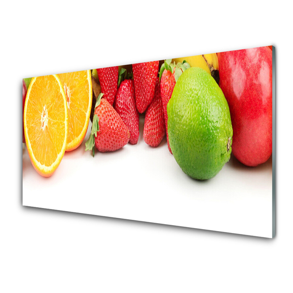 Tablou pe sticla Fructe de bucătărie Portocaliu Roșu Verde