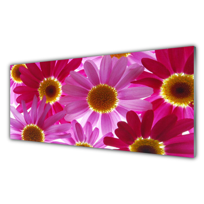Tablou pe sticla Flori Floral galben roz