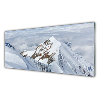 Tablou pe sticla Munții Peisaj Gri Alb