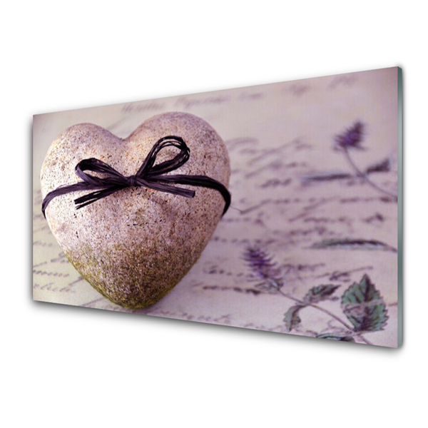 Tablou pe sticla Heart Art Gray aur