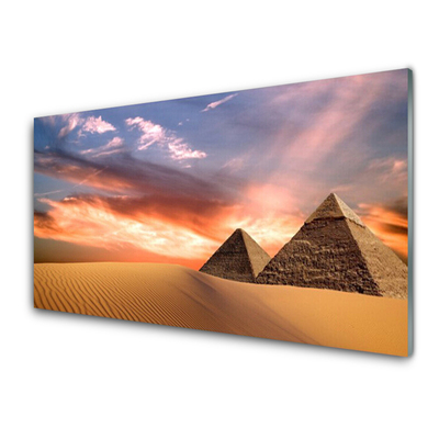Tablou pe sticla Desert Piramidele Arhitectura galben
