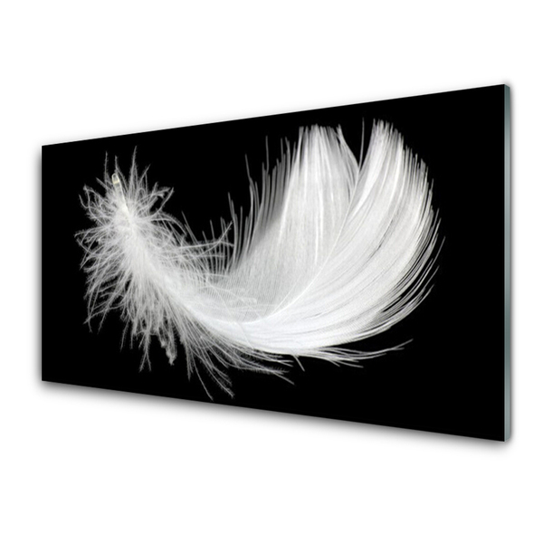 Tablou pe sticla Feather Art White