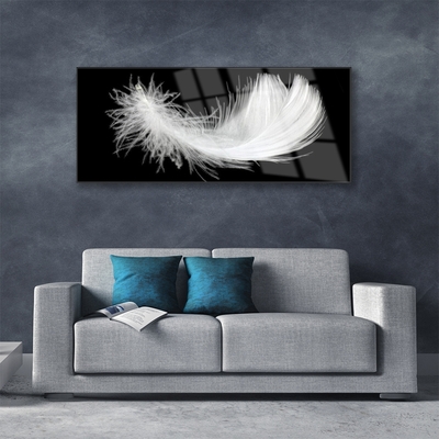 Tablou pe sticla Feather Art White