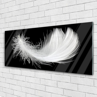 Tablou pe sticla Feather Art White