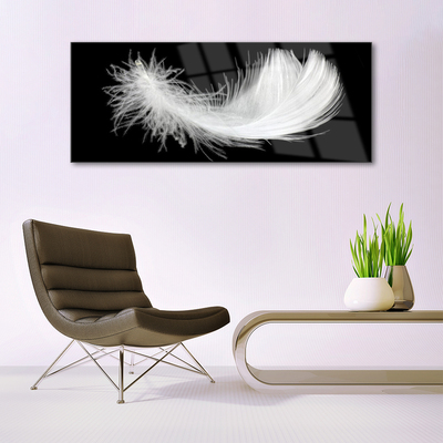 Tablou pe sticla Feather Art White