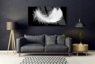 Tablou pe sticla Feather Art White