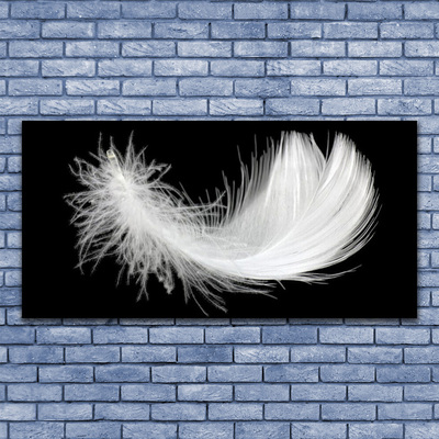 Tablou pe sticla Feather Art White