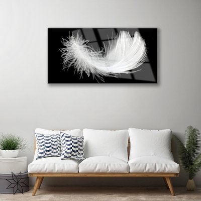 Tablou pe sticla Feather Art White