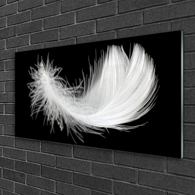 Tablou pe sticla Feather Art White