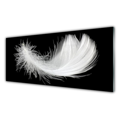 Tablou pe sticla Feather Art White